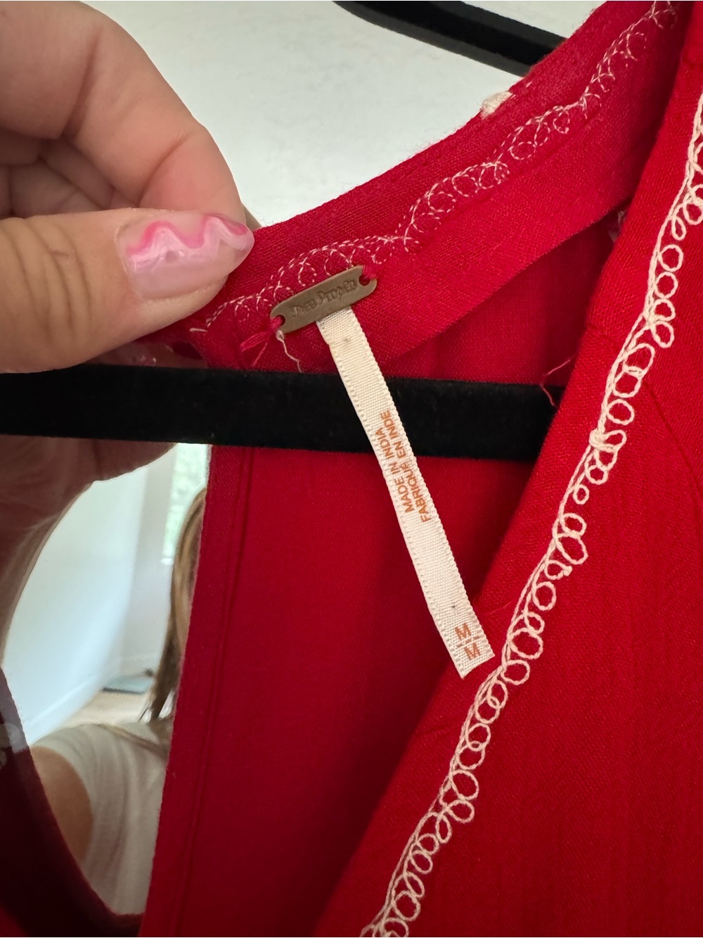 FREE PEOPLE Red Embroidered V-Neck JUMPER - Picture 4 of 6